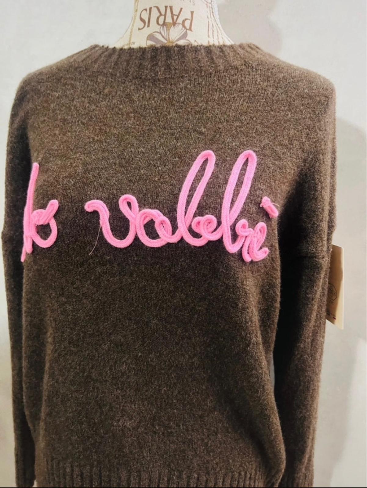 Maglioncino Marrone Donna NO VABBE' - Felpa Scritta Divertente | MDivaFashion