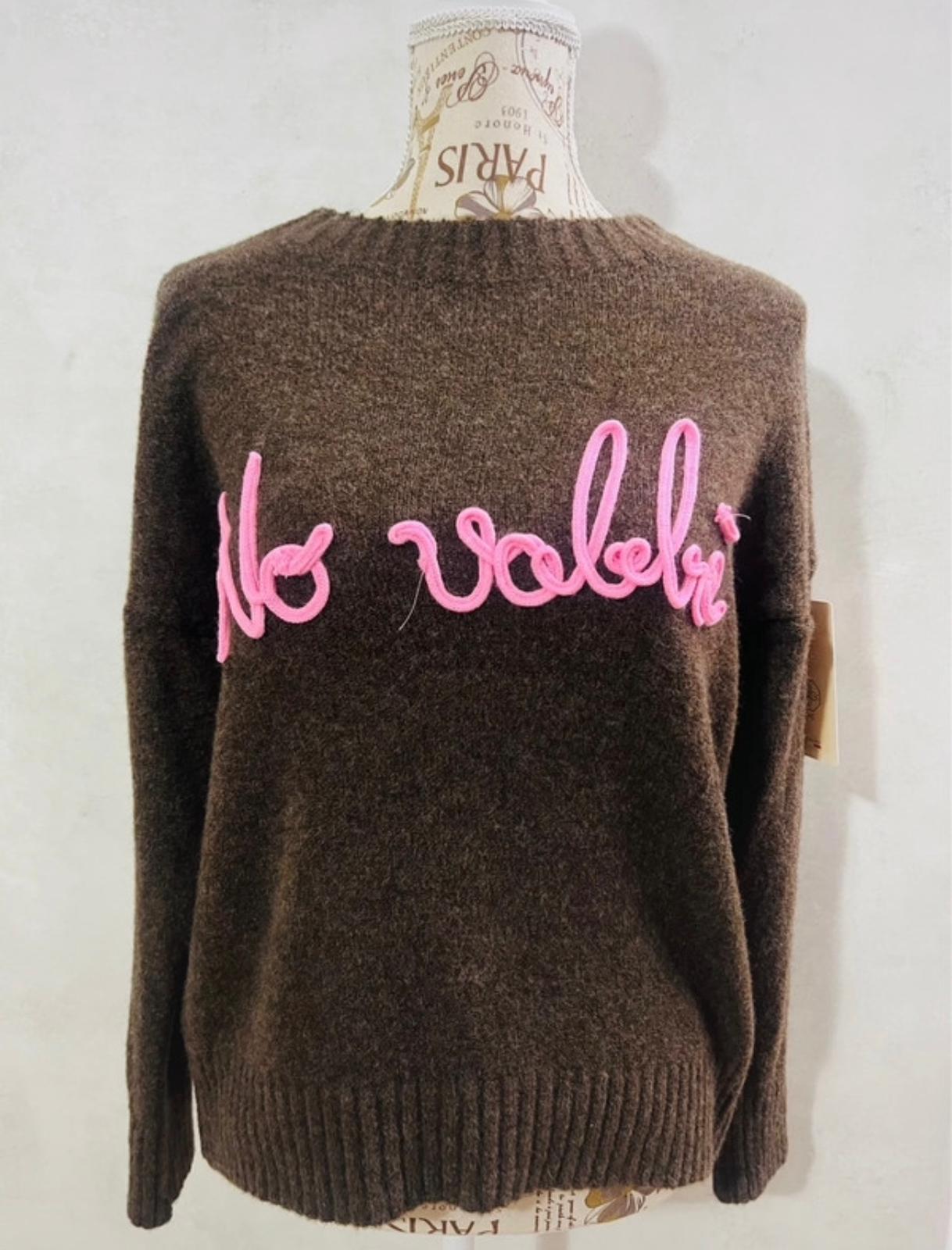 Maglioncino Marrone Donna NO VABBE' - Felpa Scritta Divertente | MDivaFashion