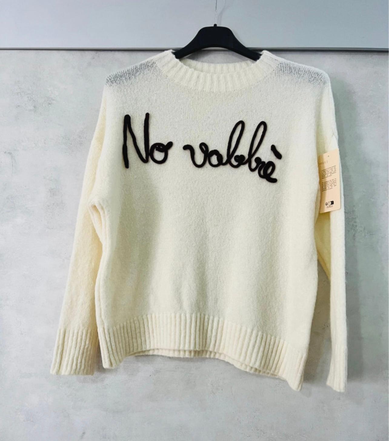 Maglioncino Bianco Donna NO VABBE' - Felpa Scritta Divertente | MDivaFashion