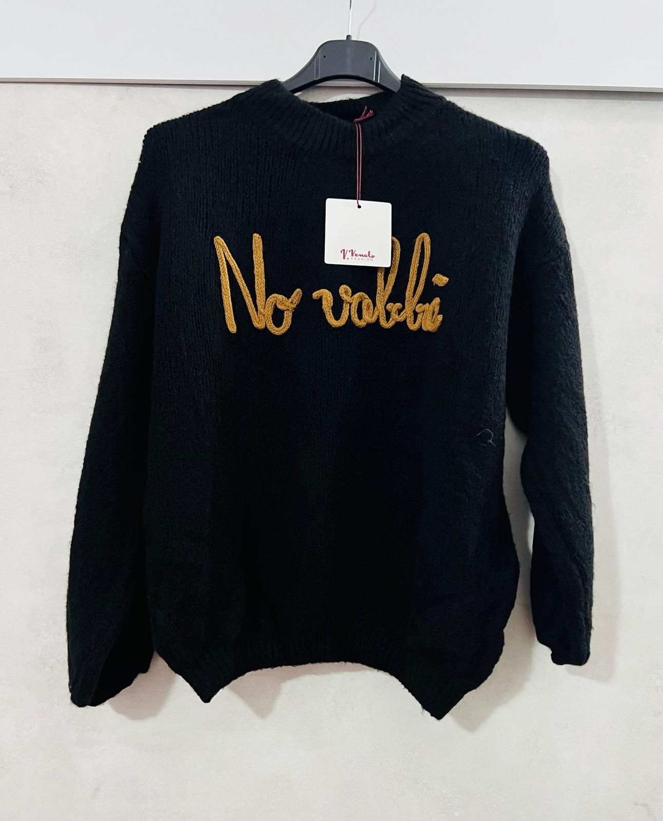 Maglioncino Nero con Scritta No Vabbè - MDivaFashion