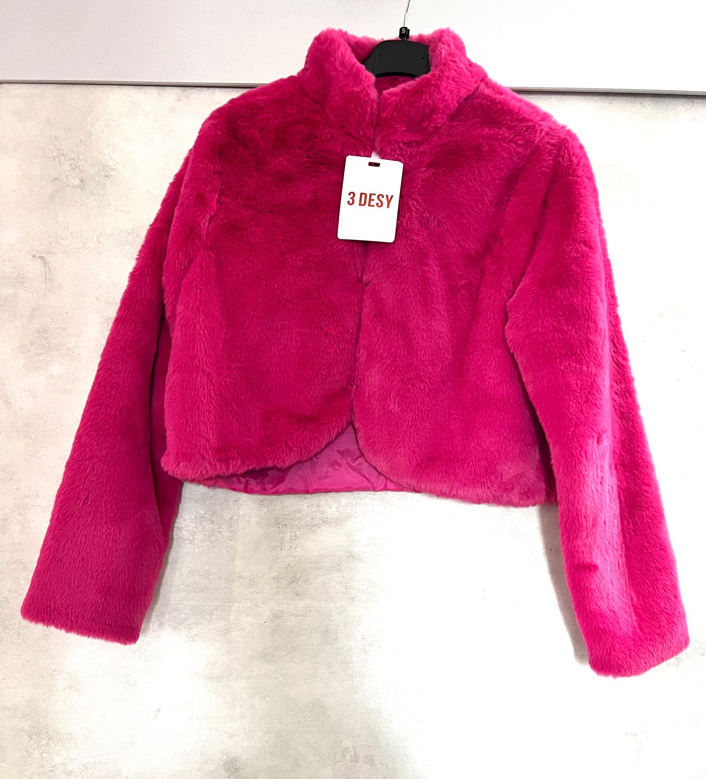 Giacca Corta Eco Pelliccia Fucsia - Outerwear Premium Donna | MDivaFashion