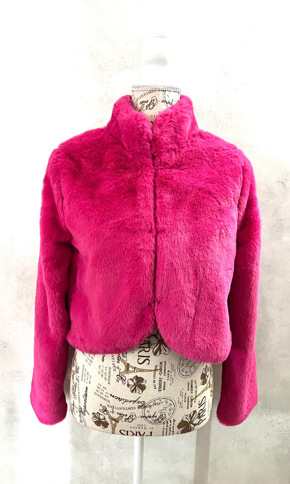 Giacca Corta Eco Pelliccia Fucsia - Outerwear Premium Donna | MDivaFashion