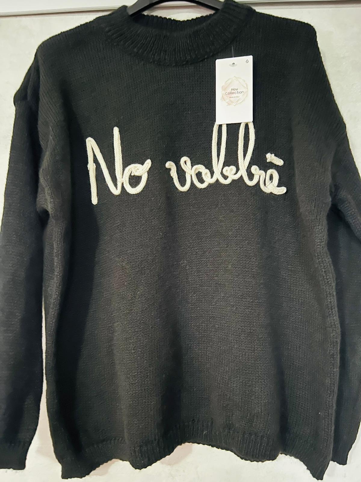 Maglioncino Nero 'No Vabbè' - Knitwear Statement Donna | MDivaFashion