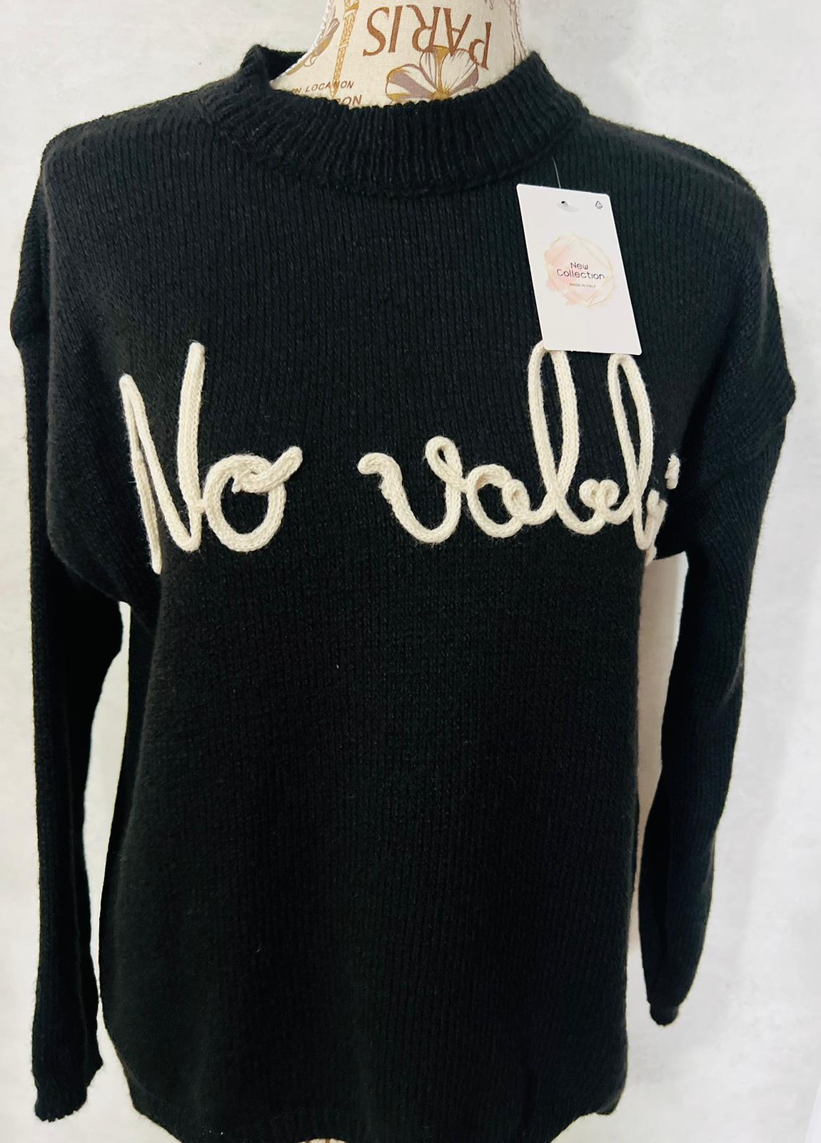 Maglioncino Nero 'No Vabbè' - Knitwear Statement Donna | MDivaFashion