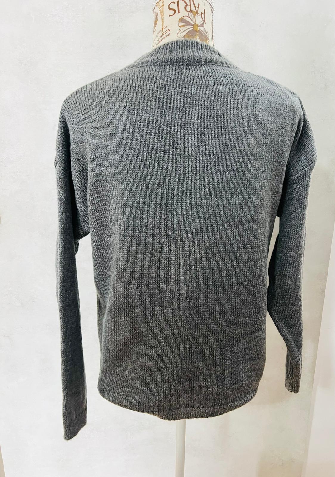 Maglioncino Grigio 'No Vabbè' Scritta Bordeaux - Knitwear Statement Donna | MDivaFashion