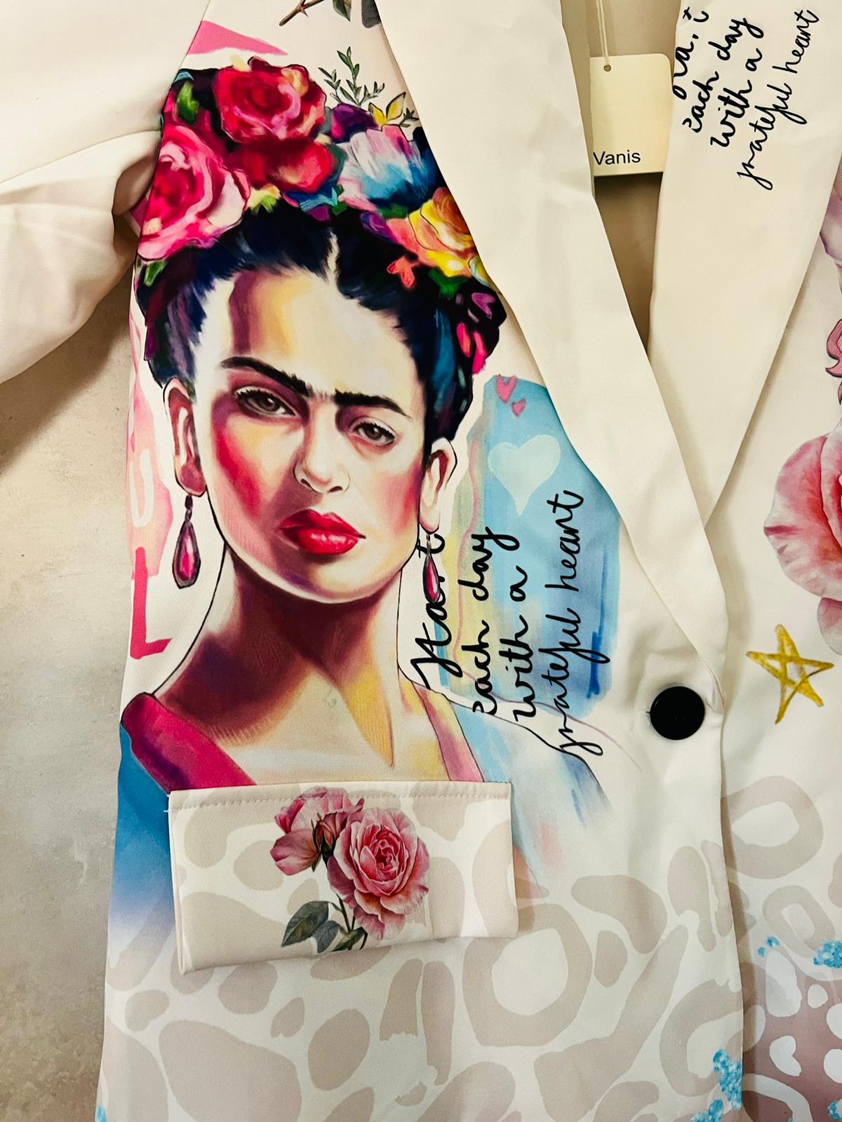 Blazer Frida Kahlo Energie Positive - Giacca Artistica Donna Premium | MDivaFashion