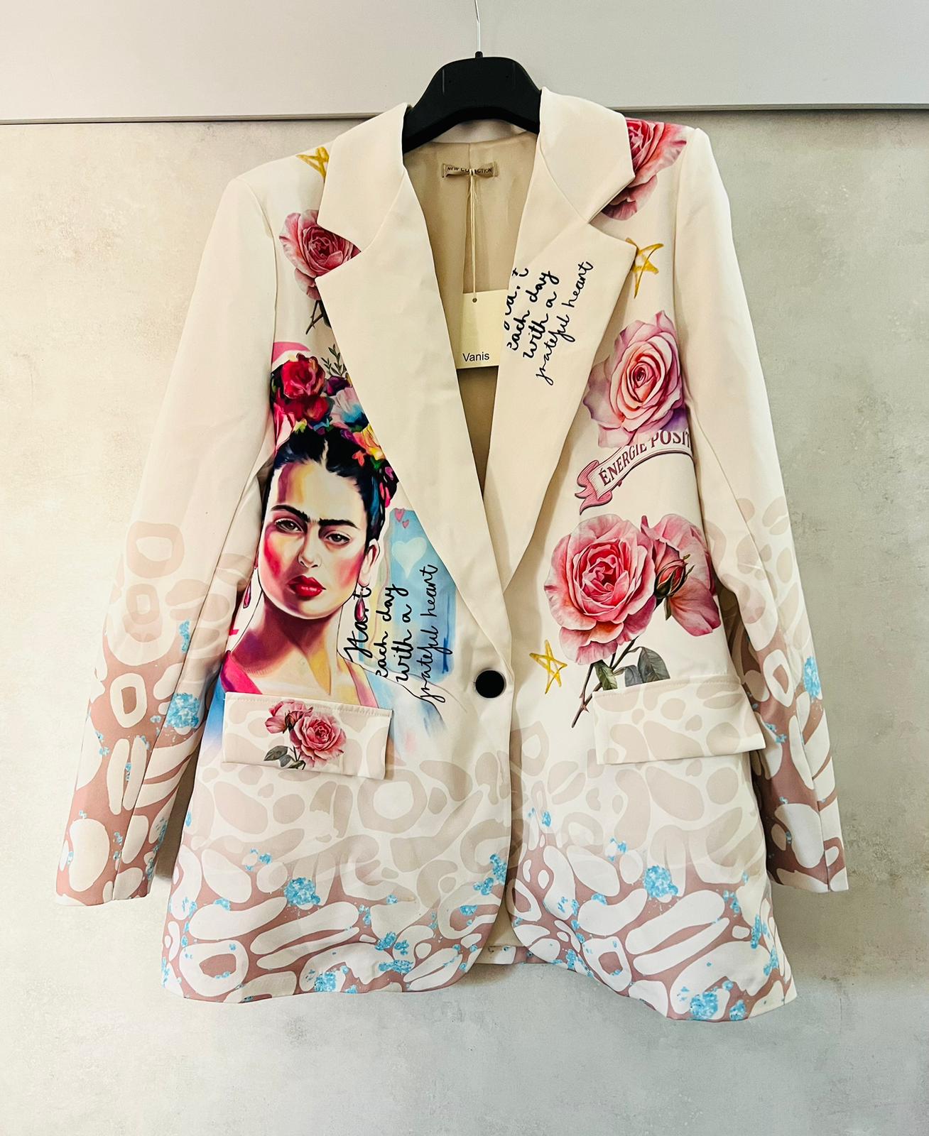 Blazer Frida Kahlo Energie Positive - Giacca Artistica Donna Premium | MDivaFashion