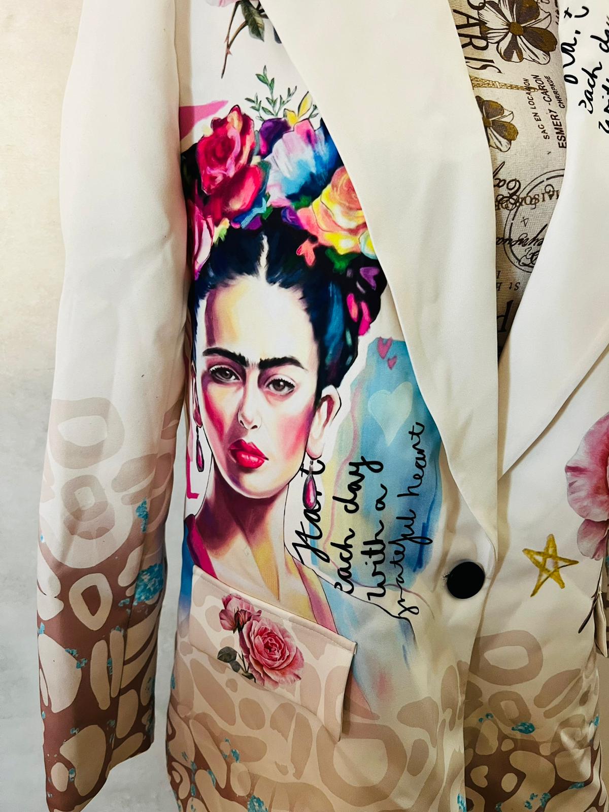 Blazer Frida Kahlo Energie Positive - Giacca Artistica Donna Premium | MDivaFashion