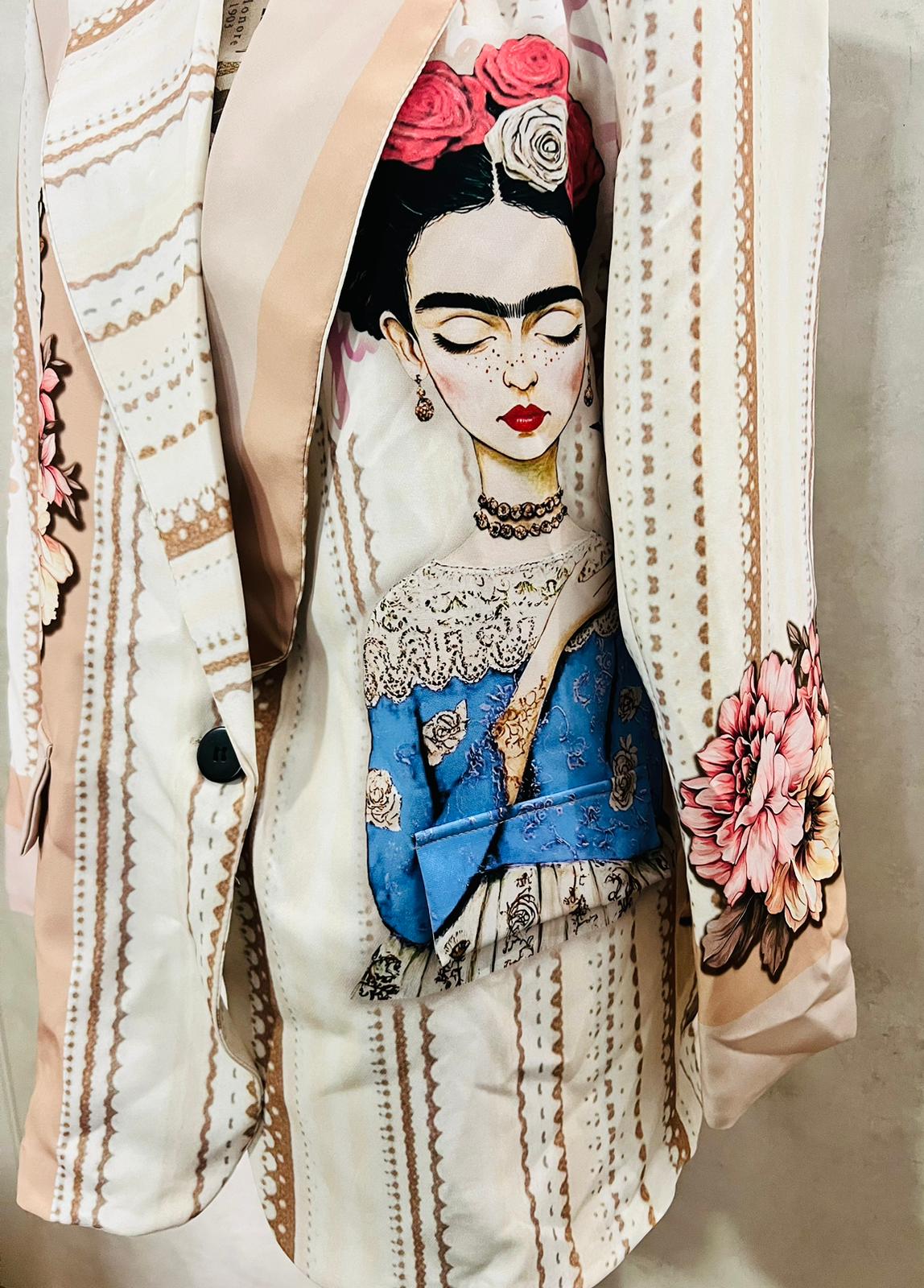 Blazer Donna Boyfriend Ispirato a Frida - Giacca Artistica