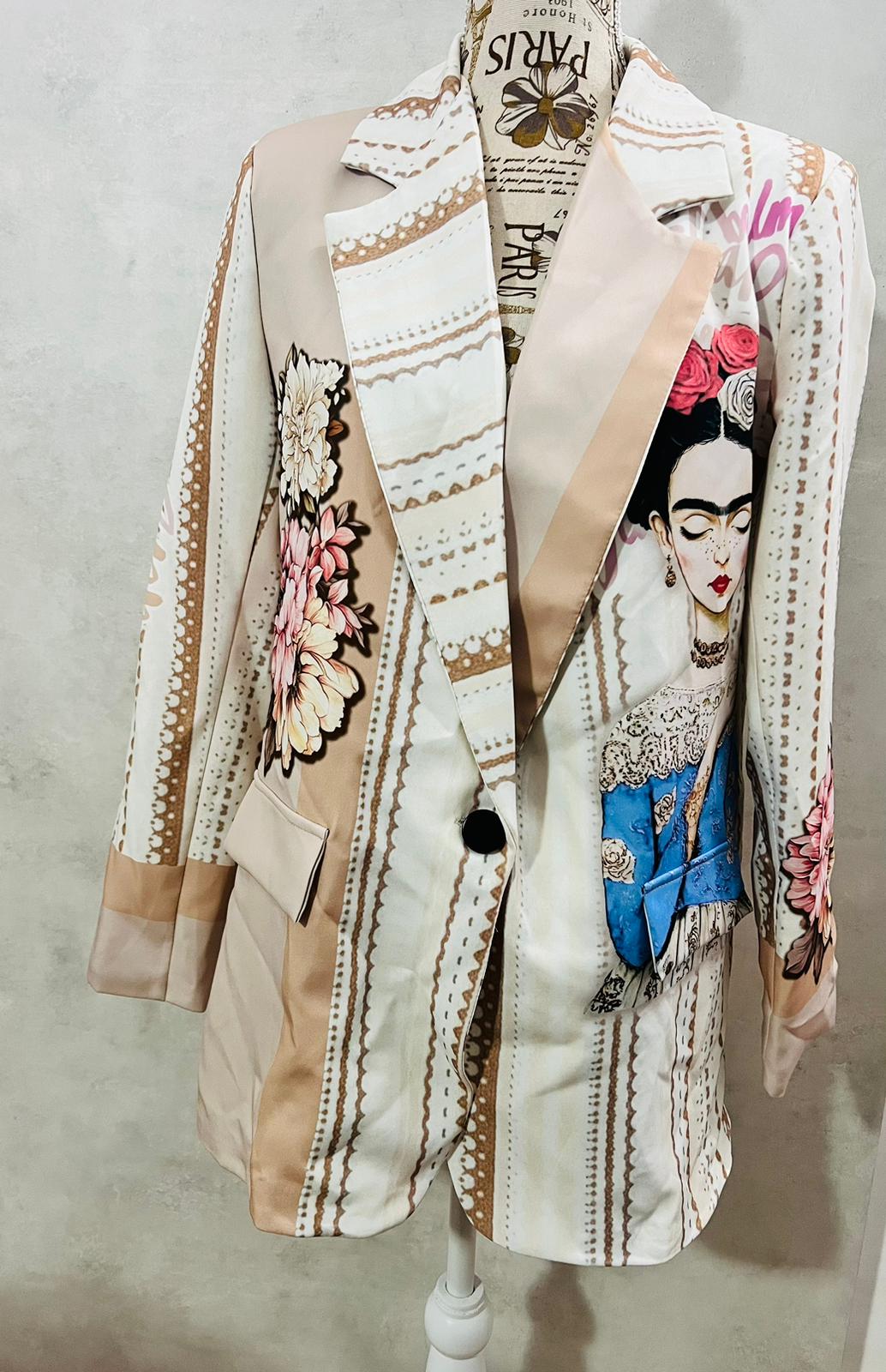 Blazer Donna Boyfriend Ispirato a Frida - Giacca Artistica