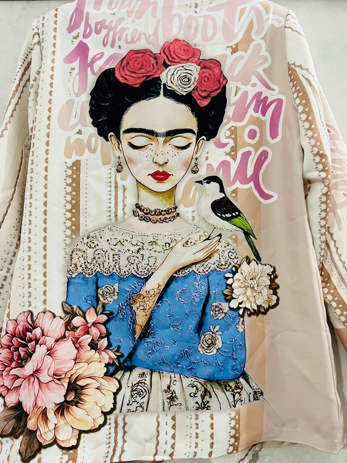 Blazer Donna Boyfriend Ispirato a Frida - Giacca Artistica