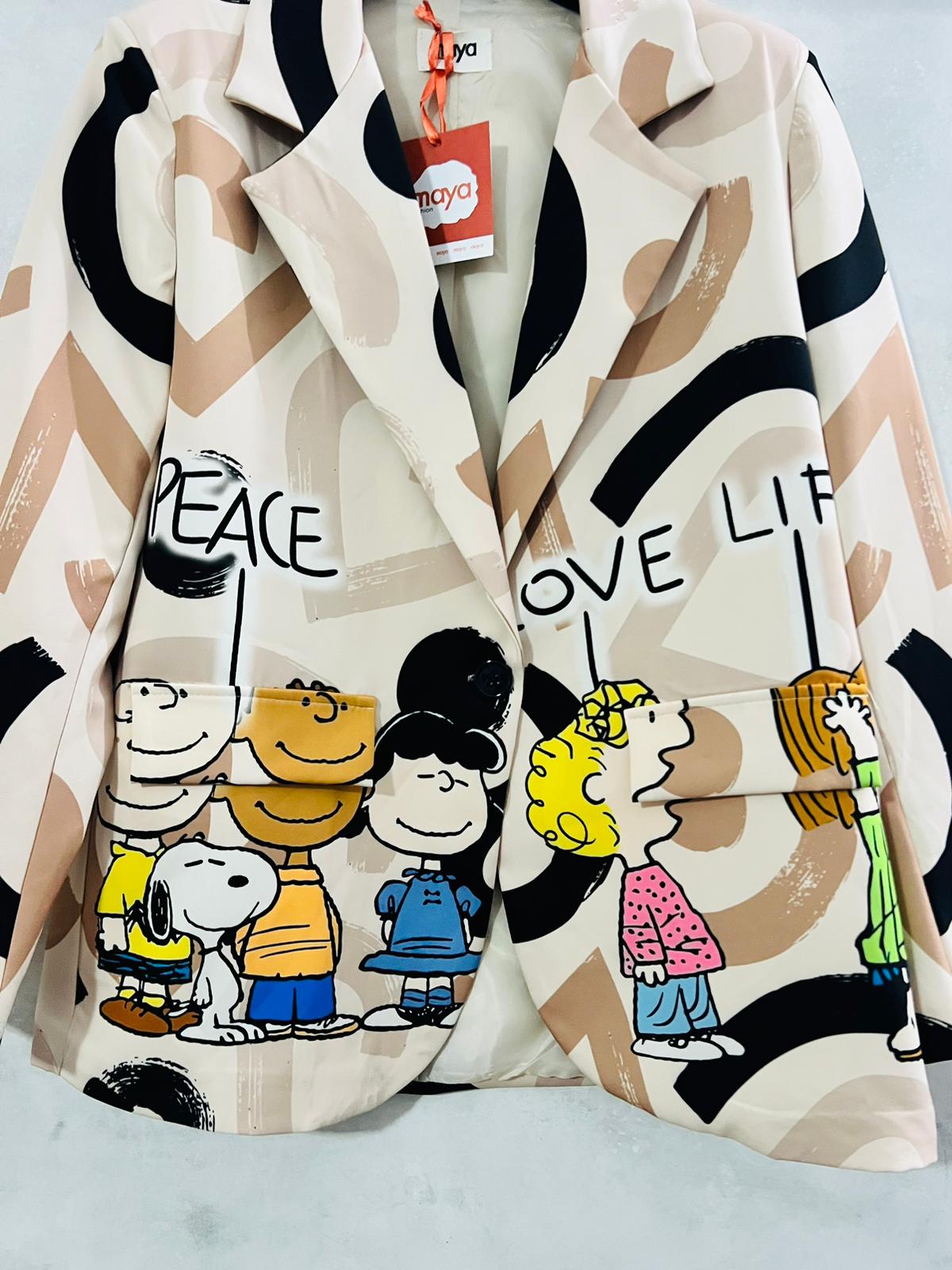 Blazer Donna Love Friends - Giacca Elegante con Stampa Artistica