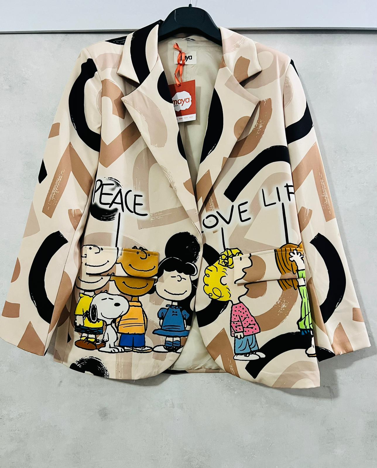 Blazer Donna Love Friends - Giacca Elegante con Stampa Artistica