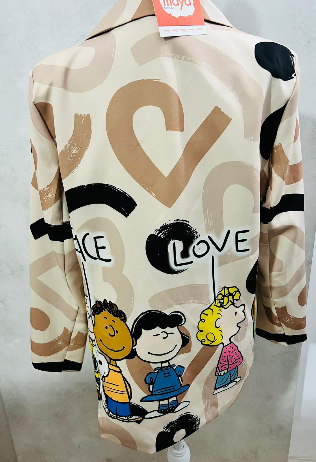 Blazer Donna Love Friends - Giacca Elegante con Stampa Artistica