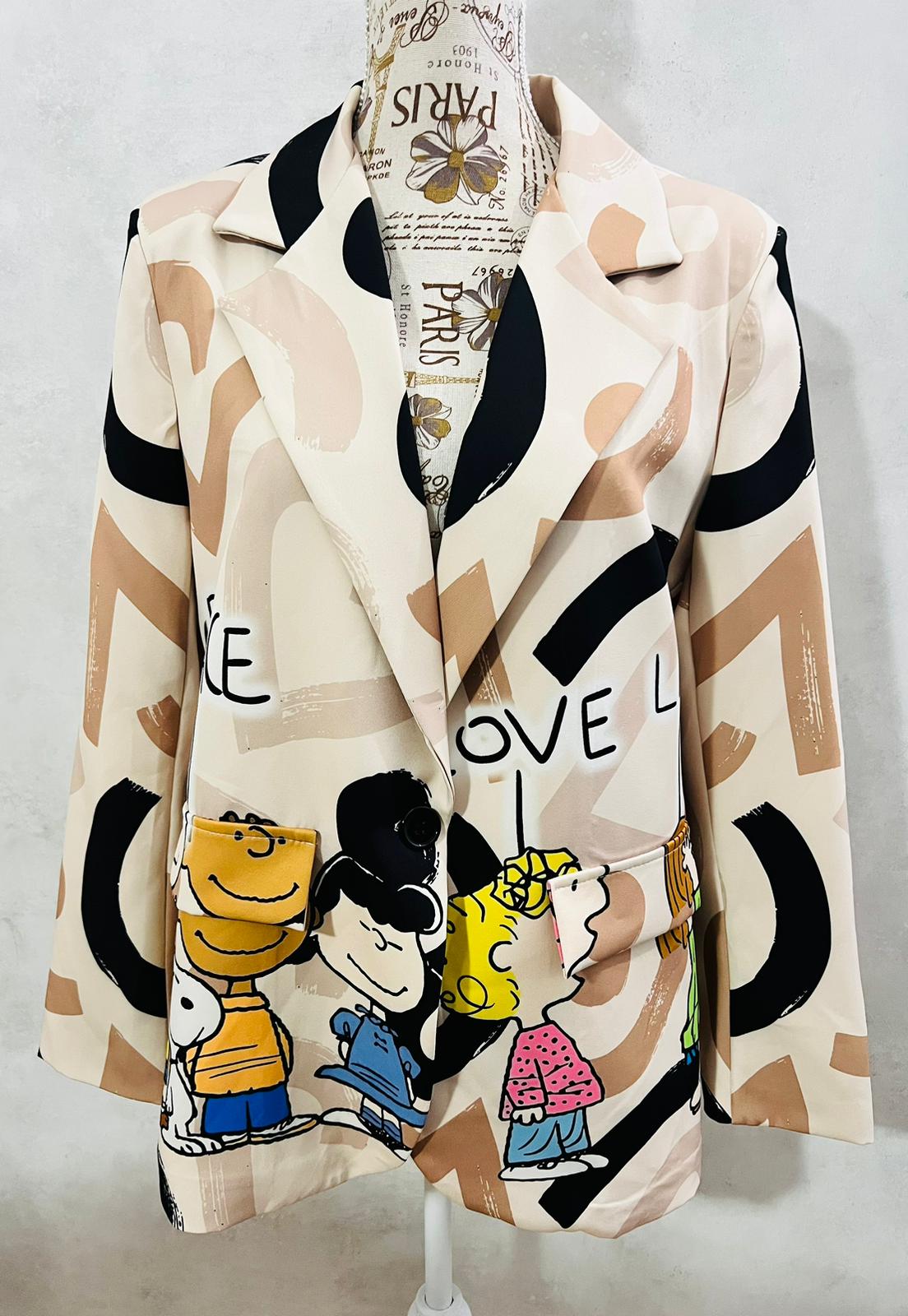 Blazer Donna Love Friends - Giacca Elegante con Stampa Artistica