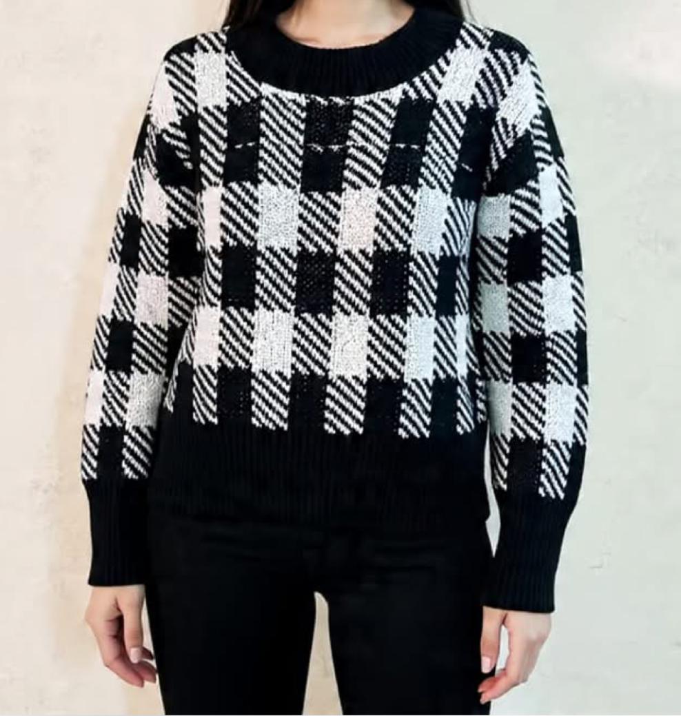 Maglioncino Donna a Scacchi Nero - Knitwear Premium