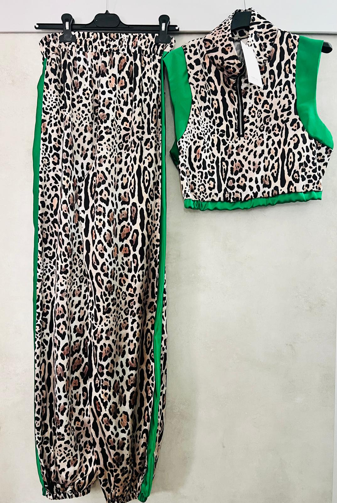 Coordinato Donna Leopardato Verde Due Pezzi - Completo Premium