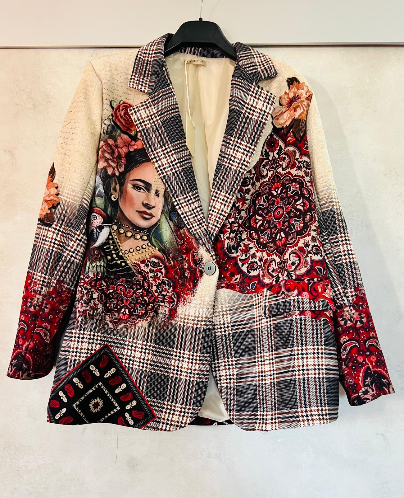 Blazer Frida Kahlo Stampa Pappagallo - Giacca Donna Artistica