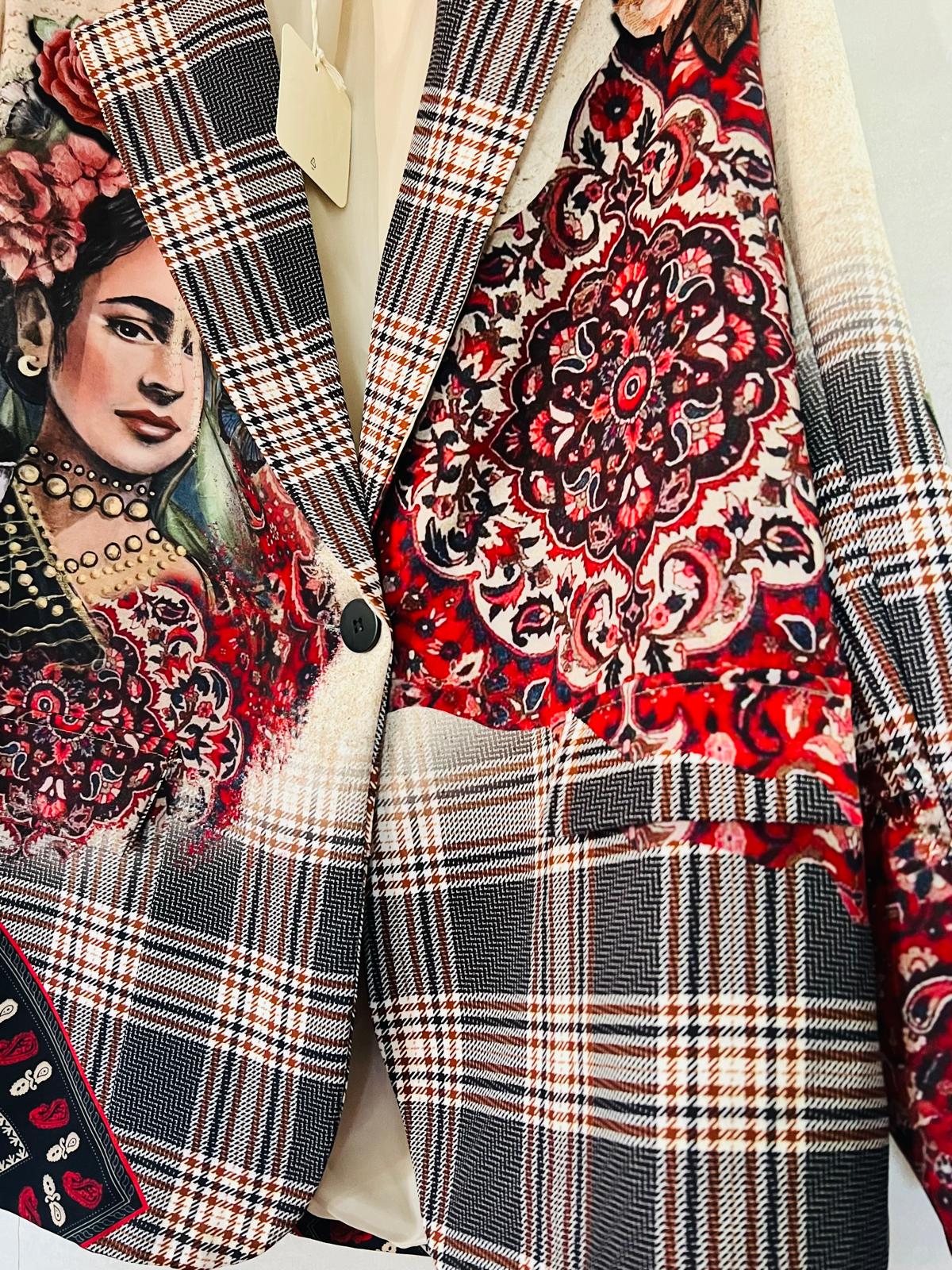 Blazer Frida Kahlo Stampa Pappagallo - Giacca Donna Artistica