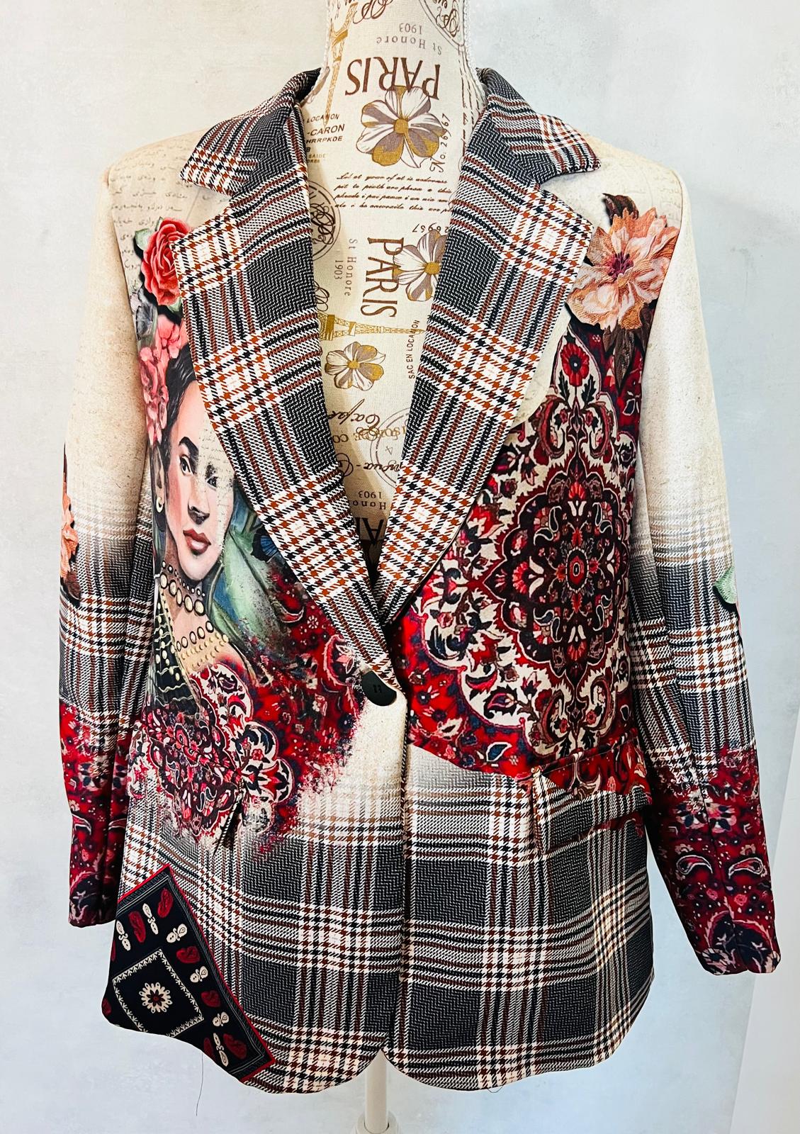 Blazer Frida Kahlo Stampa Pappagallo - Giacca Donna Artistica