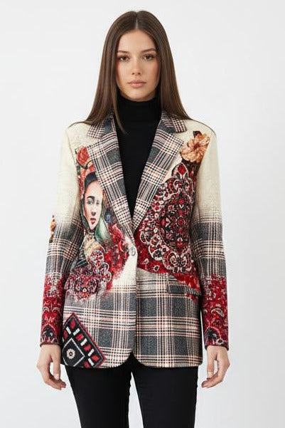 Blazer Frida Kahlo Stampa Pappagallo - Giacca Donna Artistica