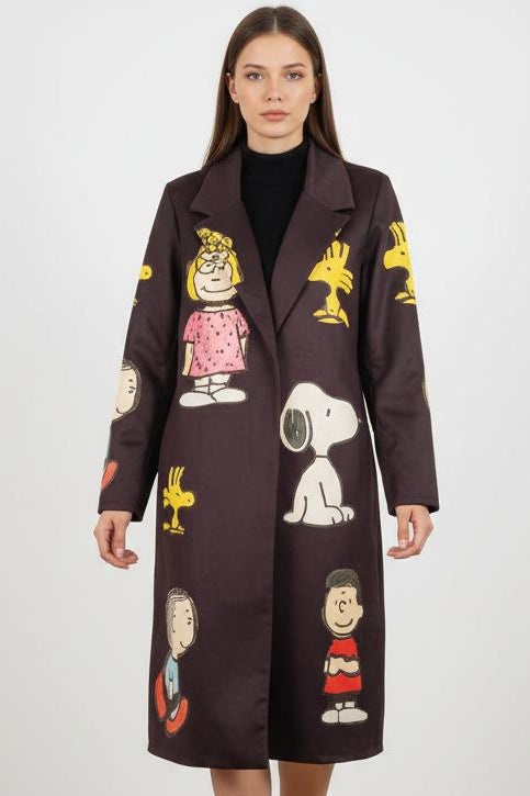 Blazer Lungo Nero Snoopy - Giacca Elegante Donna Peanuts | MDivaFashion