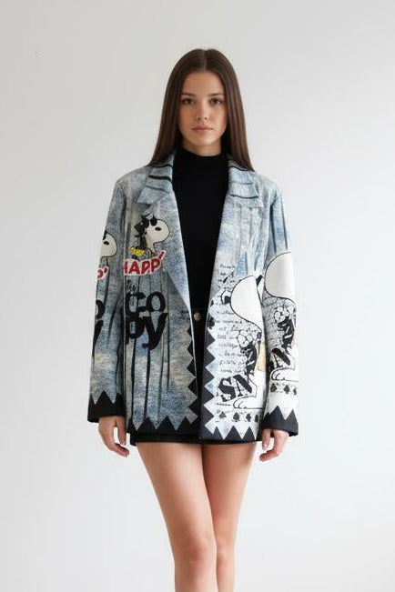 Blazer Donna Snoopy dainetto 'No Jeans' - Giacca Premium Statement